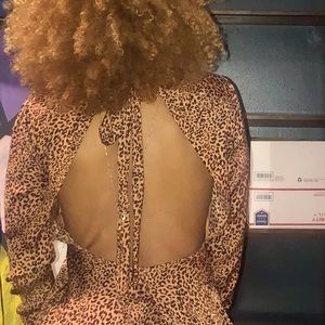 Free people Cheetah print long sleeve dress